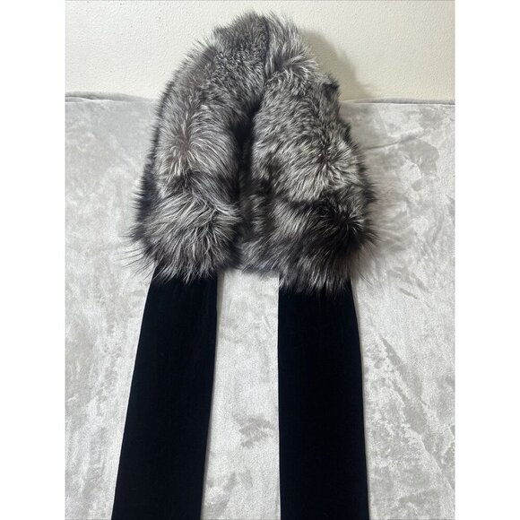 Women’s ST.John Evening Scarf Dyed Fox 95% Silk Velvet Lining Gray One Size - Picture 4 of 11